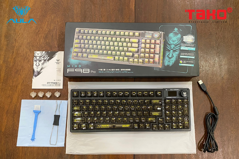 Aula F98 Pro keycap trong suốt LED RGB