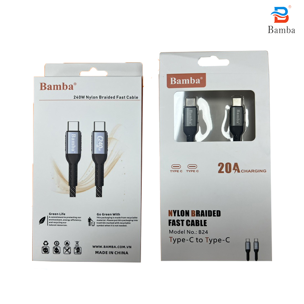 Cáp Bamba B24 hỗ trợ PD 240W và chiều dài 2 mét