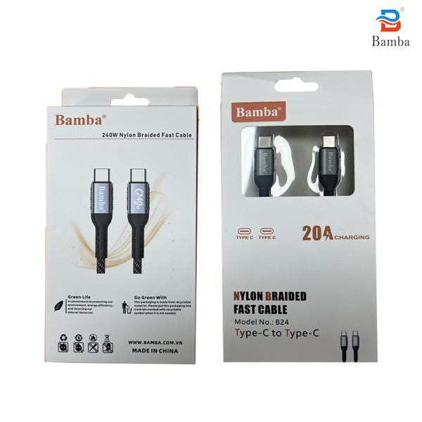 Dây Cáp Sạc Điện Thoại + Laptop Bamba B24 240W 2m (Sạc Nhanh)