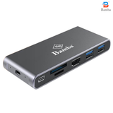 BOX SSD Bamba B7 M2 (NGFF) + 2 Usb 3.0+ HDMI + 2 Đọc thẻ + USB C – USB C (Nhôm - Xám)