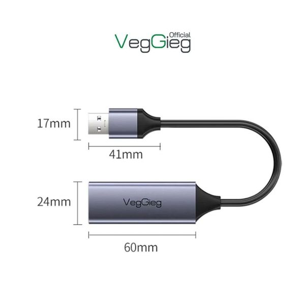 Cáp chuyển VEGGIEG USB 3.0 ra LAN 1000Mbps V-K306