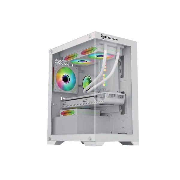 Vỏ máy tính Centaur Lumix | Trắng | M-ATX | Kèm 3 Fan RGB