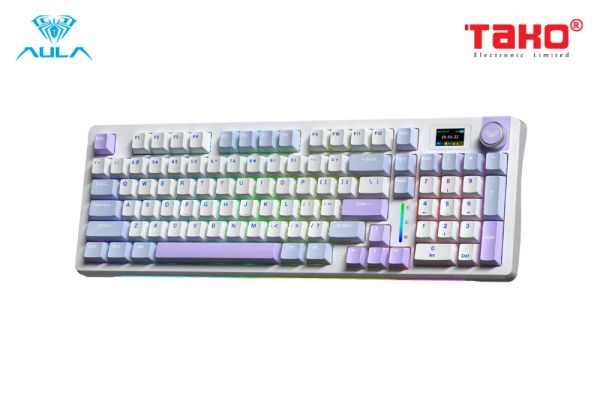 Phím Cơ Aula S98 Pro (Caramel Latte Switch Xanh Dương Trắng Tím) Không Dây