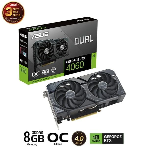 Card màn hình VGA ASUS Dual GeForce RTX 4060 8GB GDDR6 (DUAL-RTX4060-8G)