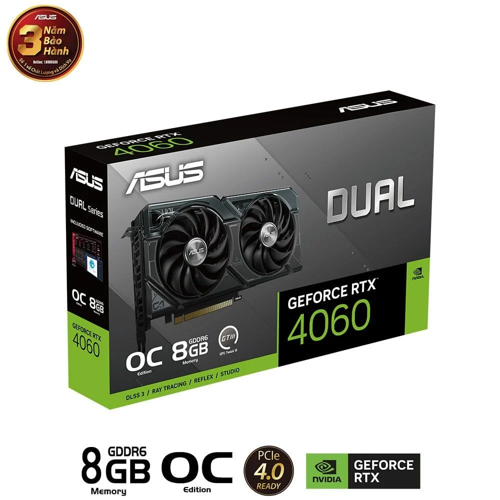 Card màn hình ASUS Dual RTX 4060 8GB GDDR6 (DUAL-RTX4060-8G)
