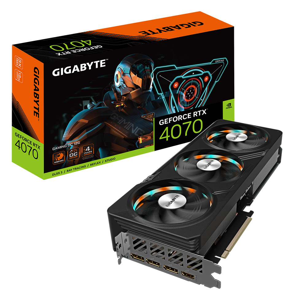 Card màn hình Gigabyte RTX 4070 Gaming OC 3 Fan 12GB mặt trước