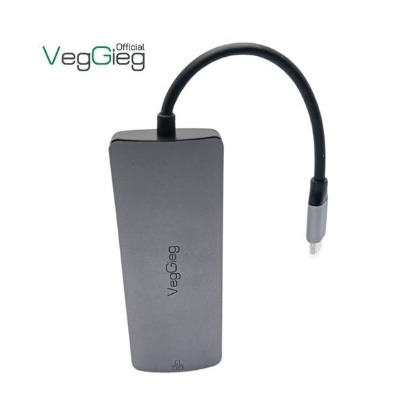 Bộ chuyển đổi VEGGIEG USB Type-C ra HDMI + USB 3.0 + 2* USB 2.0 + PD 100W + Type-C + SD/TF + RJ45 100Mbps V-TC10R
