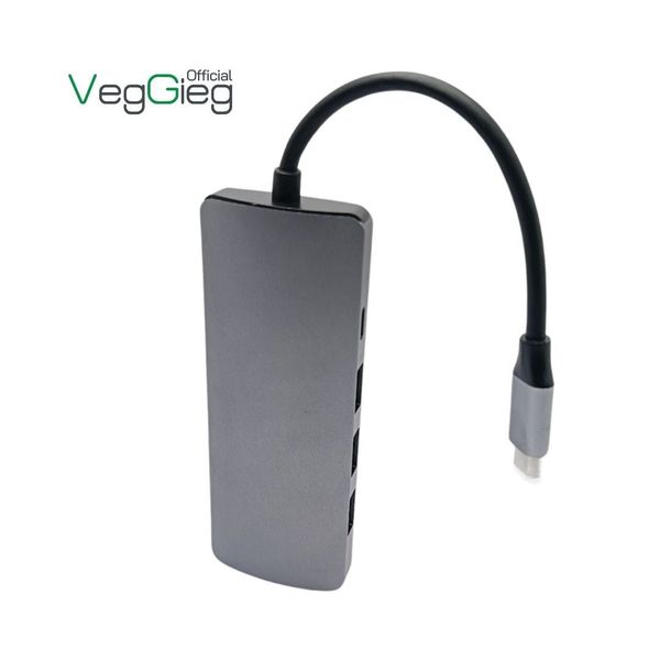 Bộ chuyển đổi VEGGIEG USB Type-C ra HDMI + USB 3.0 + 2* USB 2.0 + PD 100W + Type-C + SD/TF + RJ45 100Mbps V-TC10R