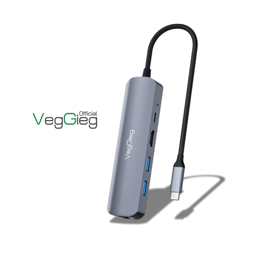 Bộ chuyển đổi VEGGIEG Usb Type C ra HDMI _ 2xUSB 3.0+PD+RJ45 V-TC05R