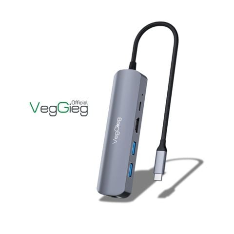 Bộ chuyển đổi VEGGIEG Usb Type C ra HDMI _ 2xUSB 3.0+PD+RJ45 V-TC05R