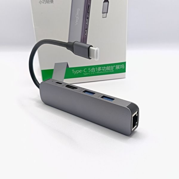 Bộ chuyển đổi VEGGIEG Usb Type C ra HDMI _ 2xUSB 3.0+PD+RJ45 V-TC05R