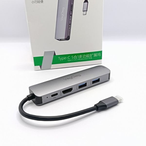 Bộ chuyển đổi VEGGIEG Usb Type C ra HDMI _ 2xUSB 3.0+PD+RJ45 V-TC05R
