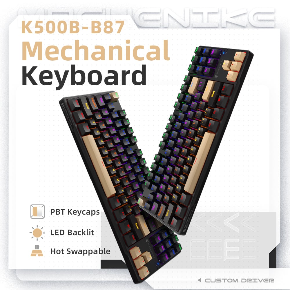 Phím Cơ Machenike K500B-B87 (Red Switch Đen) Có Dây