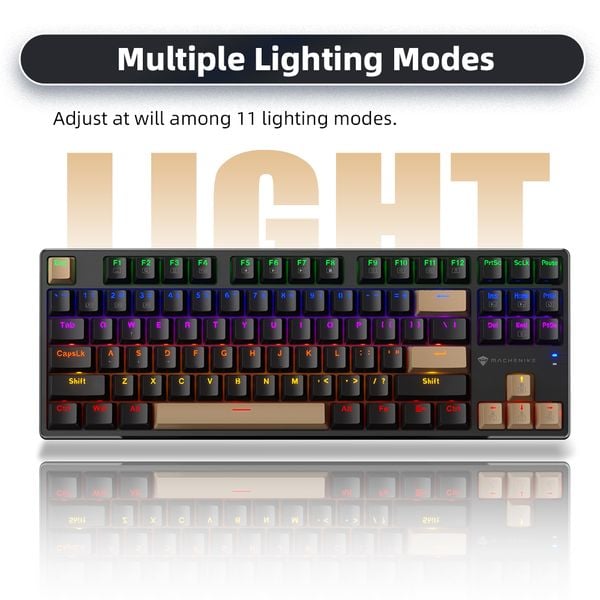 Phím Cơ Machenike K500B-B87 Red Switch Đen Có Dây trên setup PC gọn