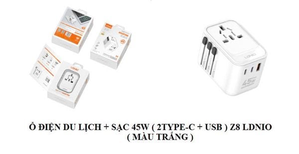 Ổ cắm điện du lịch LDNIO Z8 + Sạc 45w