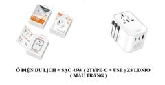 Ổ cắm điện du lịch LDNIO Z8 + Sạc 45w (2 cổng Type-C + USB)