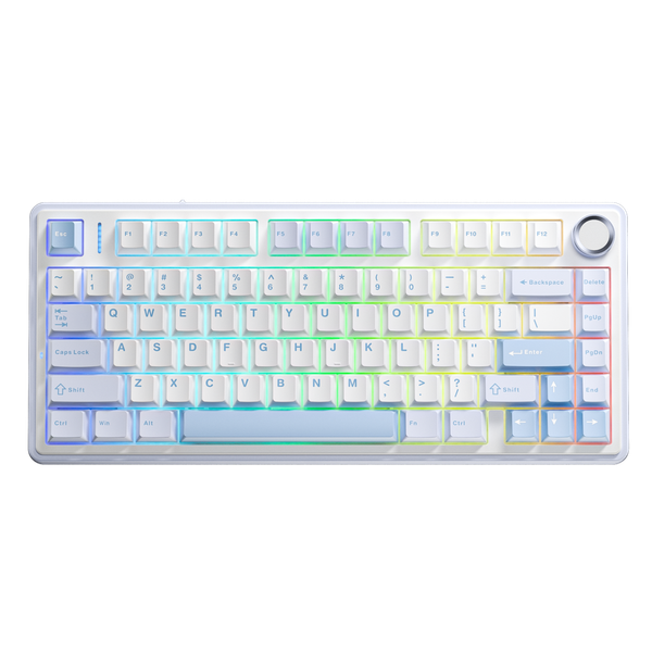 AULA F75 BÀN PHÍM CƠ GAMING 3 MODE | Phiên bản Xanh nhạt,Trắng,Xanh đậm | Grey Wood V3 Switch