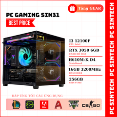 PC Gaming Sin 31 Đen | i3 12100F, RTX 3050