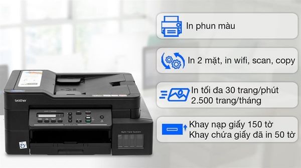 Máy in phun màu đa năng Brother DCP-T720DW Wifi