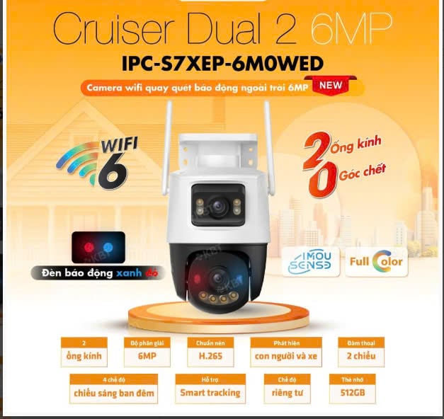 Camera IP Wifi IMOU Cruiser Dual 2 IPC-S7XEP-6M0WED 6MP