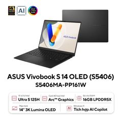 Laptop Asus Vivobook S14 S5406MA-PP161W | Ultra 5 125H, 16GB, 1TB, 14" OLED 3K