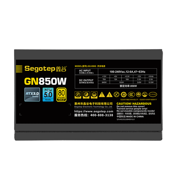 Nguồn Segotep GN850W ATX 3.0 850W 80 Plus Gold Đen