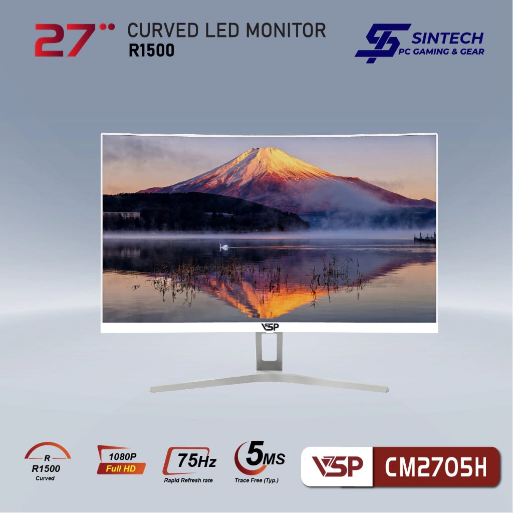 Màn Hình Cong Gaming VSP CM2705H 27 inch, Full HD, VA, 75Hz, 6ms, cong Trắng