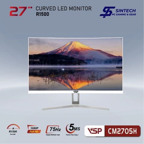 Màn Hình Cong Gaming VSP CM2705H 27 inch, Full HD, VA, 75Hz, 6ms, cong Trắng