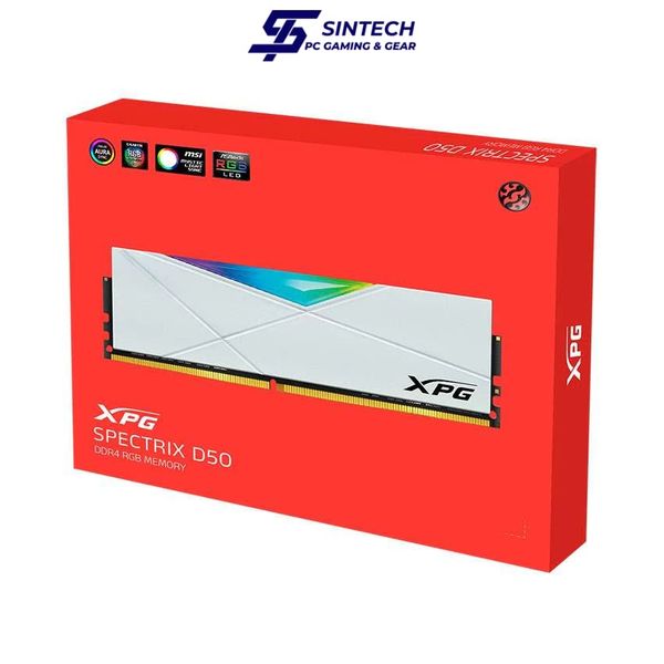 RAM DESKTOP ADATA XPG SPECTRIX D50 RGB WHITE 8GB DDR4 3200MHZ