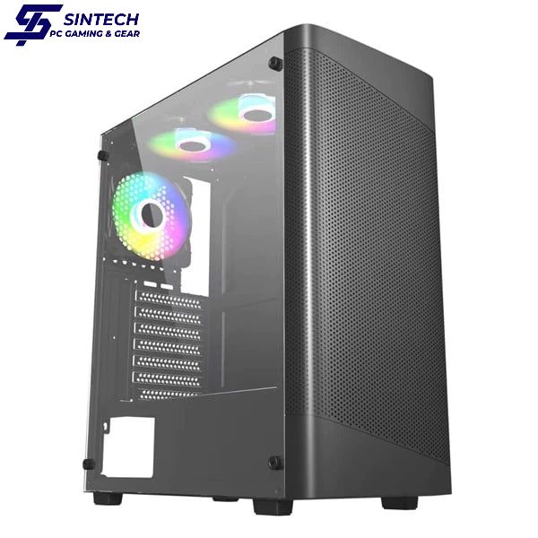 Vỏ Case MAGIC GM-02 | ATX, Sẵn 3 Fan RGB, | Black | White