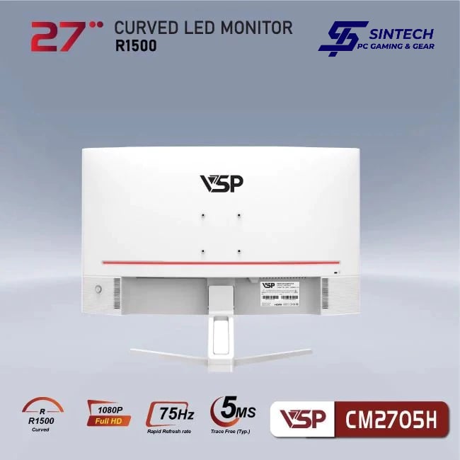 Màn Hình Cong Gaming VSP CM2705H 27 inch, Full HD, VA, 75Hz, 6ms, cong Trắng