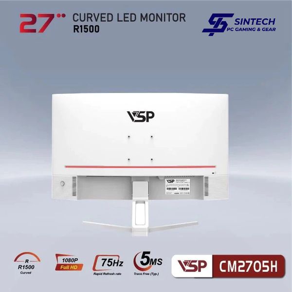 Màn Hình Cong Gaming VSP CM2705H 27 inch, Full HD, VA, 75Hz, 6ms, cong Trắng