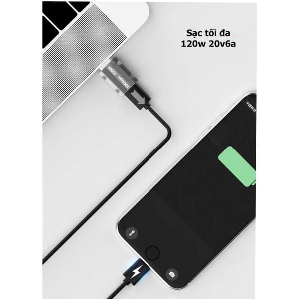 Đầu chuyển đổi usb sang type c, usb a ra type-c hỗ trợ sạc 120w 20v6a, 10Gbps