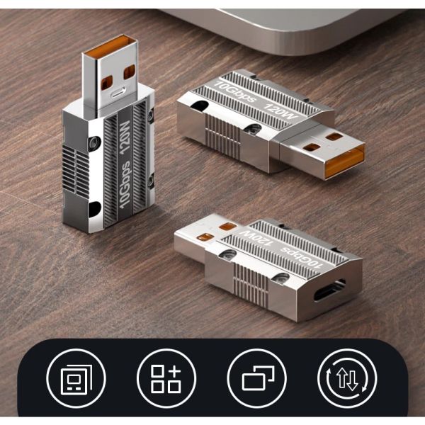 Đầu chuyển đổi usb sang type c, usb a ra type-c hỗ trợ sạc 120w 20v6a, 10Gbps