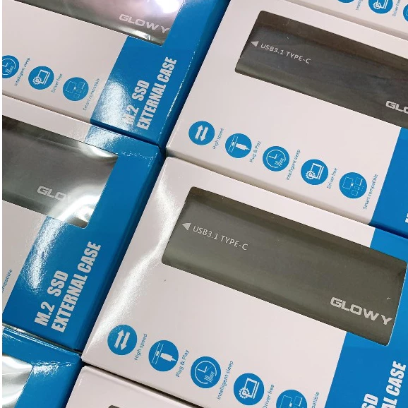 Box SSD M.2 Sata GLOWY USB 3.1 (Kèm cáp USB to Type-C)