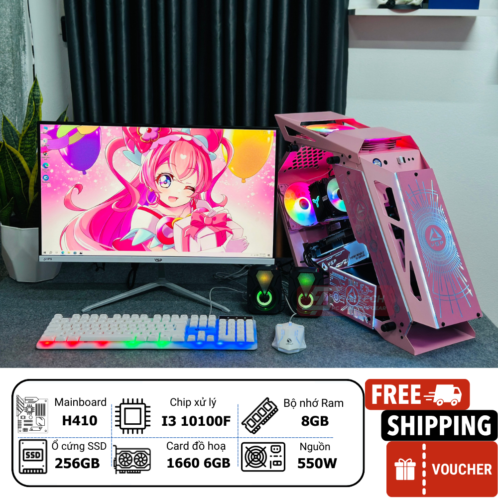 PC Gaming Sintech VSP ES1 Hồng, i3 10100F | GTX 1660 6gb PC Gaming Sintech VSP ES1 Hồng, i3 10100F | GTX 1660 6gb
