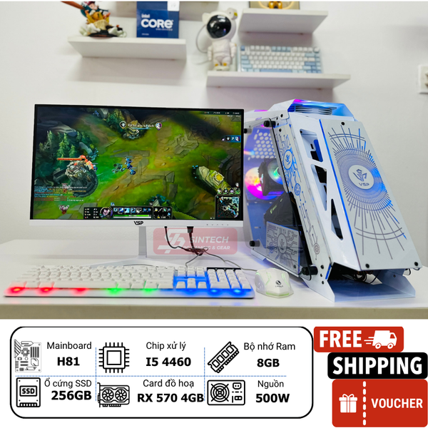 PC Gaming Sintech VSP ES1 TRẮNG, I5 4460 | RX 570 4GB