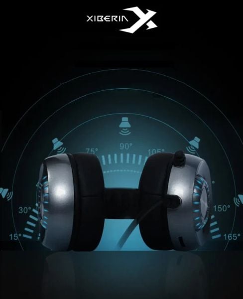 Tai nghe XIBERIA V15 7.1 Grey RGB | Xám Đen, RGB, Virtual 7.1, OverEar