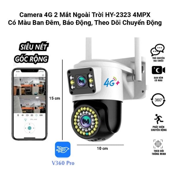Camera 4G 2 Mắt Ngoài Trời HY-2323 4MPX