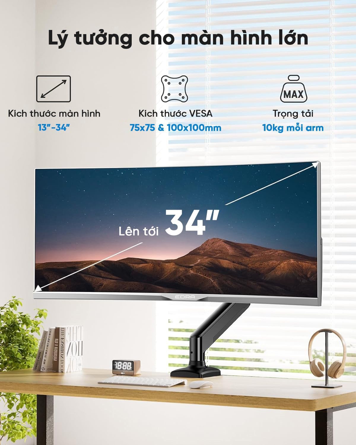 Giá Treo Màn Hình Máy Tính E-DRA EMA7302 | Arm Màn Hình Đơn