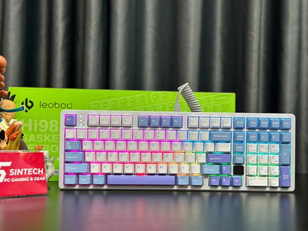 Phím Cơ Leobog Hi98 (Barbie Switch Xanh Trắng Tím) Có Dây