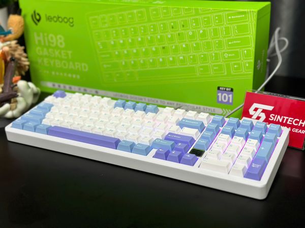 Phím Cơ Leobog Hi98 (Barbie Switch Xanh Trắng Tím) Có Dây