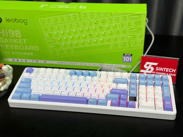 Phím Cơ Leobog Hi98 (Barbie Switch Xanh Trắng Tím) Có Dây