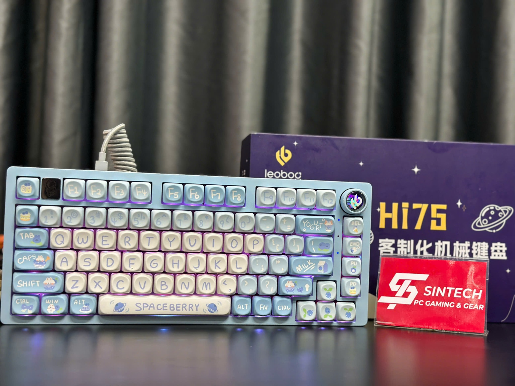 Phím Cơ Leobog Hi75 (Space Berry Switch Xanh Dương Trắng) Có Dây