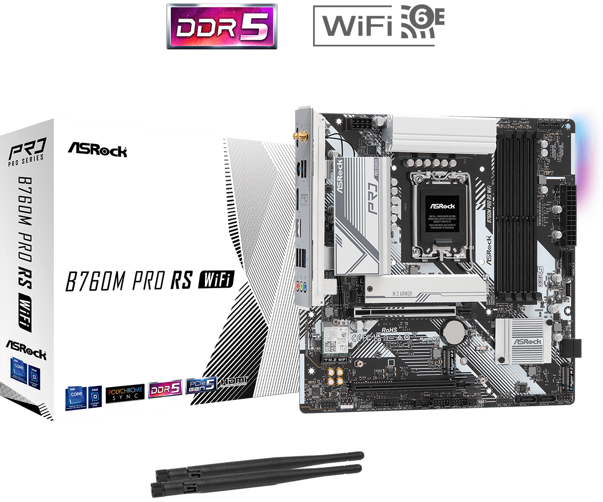 Mainboard Intel Asrock B760M Pro RS/D5 WiFi DDR5