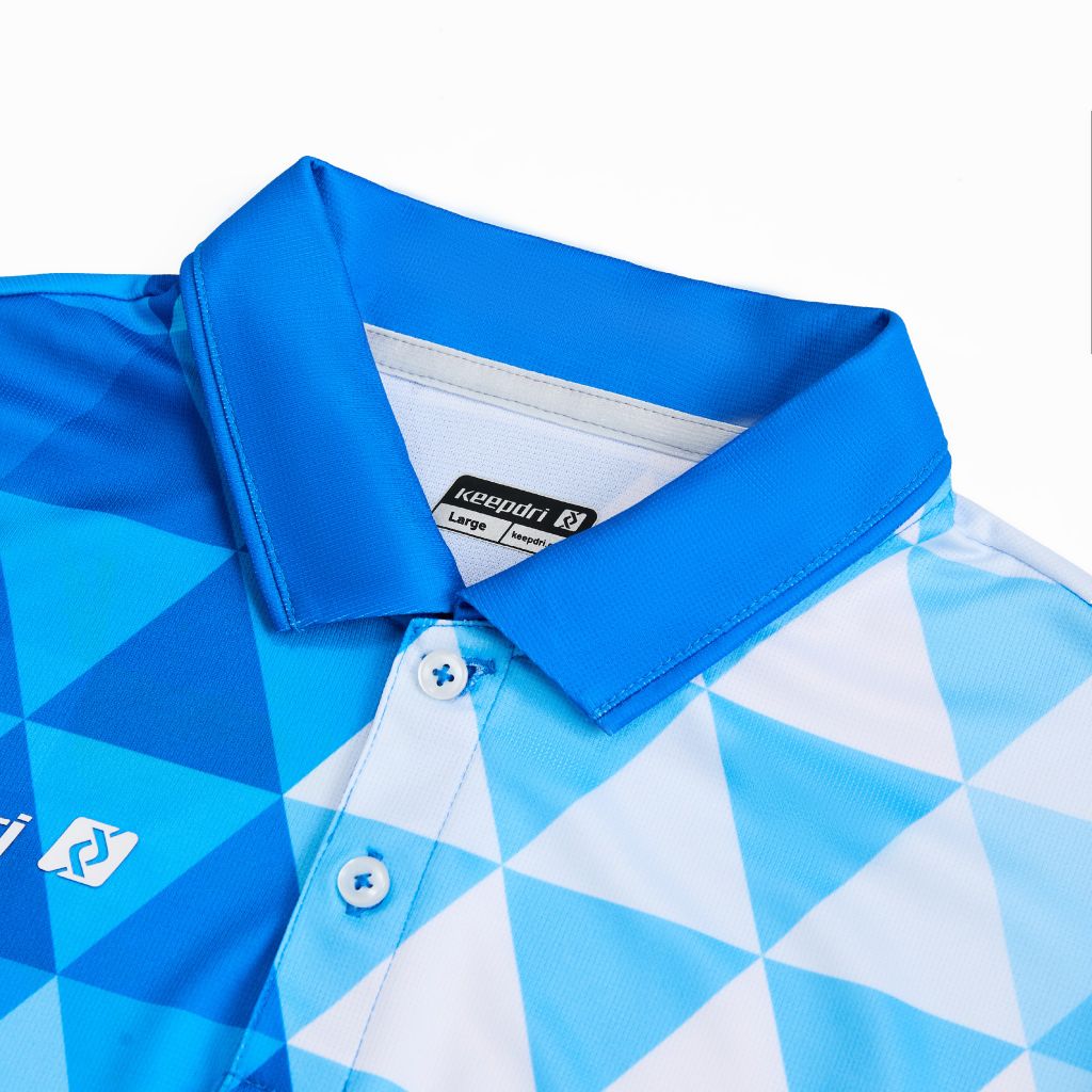 Custom Pickleball & Tennis Polo – Blue Polygonal