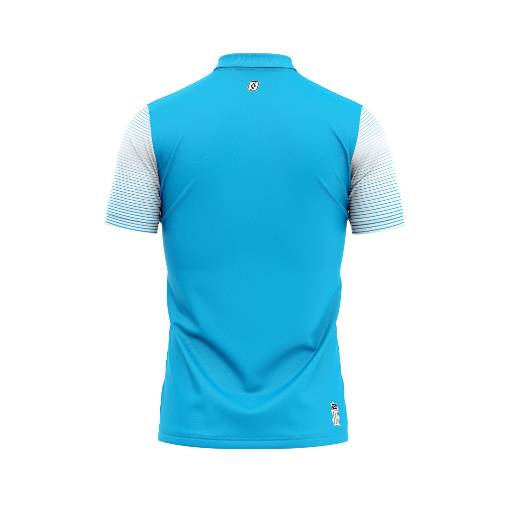 Áo thun đồng phục polo họa tiết xanh ya phối trắng