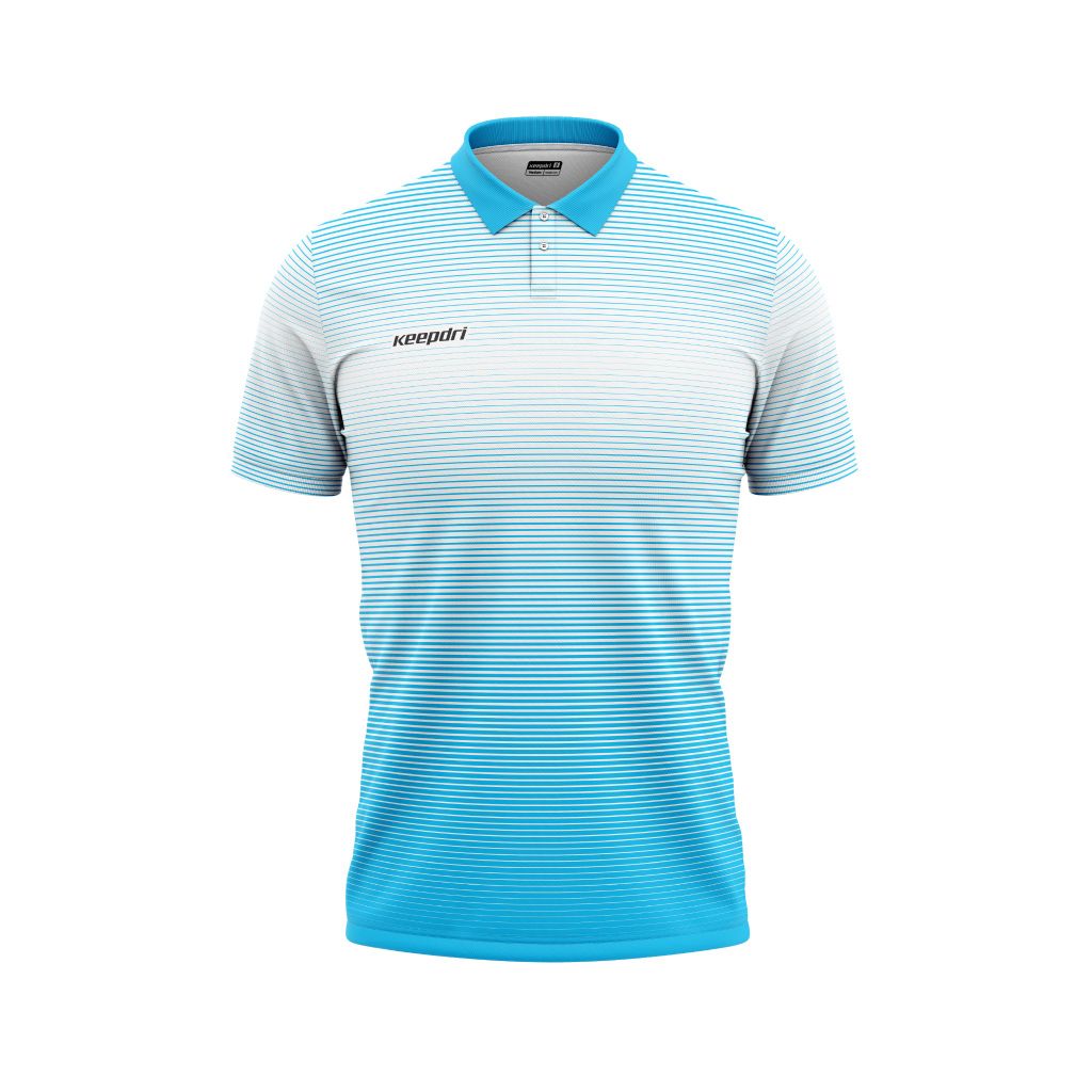Áo thun đồng phục polo họa tiết xanh ya phối trắng
