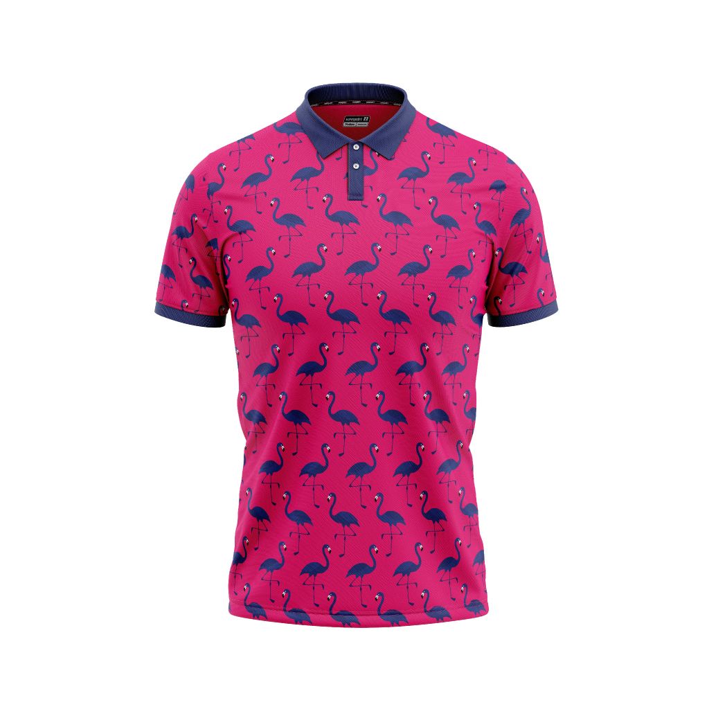 Flamingo pattern polo shirts