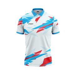Áo Pickleball - Tennis polo họa tiết trắng phối xanh